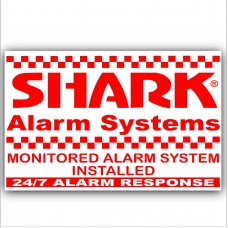 6 x Shark Property Protected Stickers-Red On White-Monitored Alarm System for-24hr Security Response Warning Signs for House,Home,Flat,Business,Unit,Property-External Application Self Adhesive Vinyl 